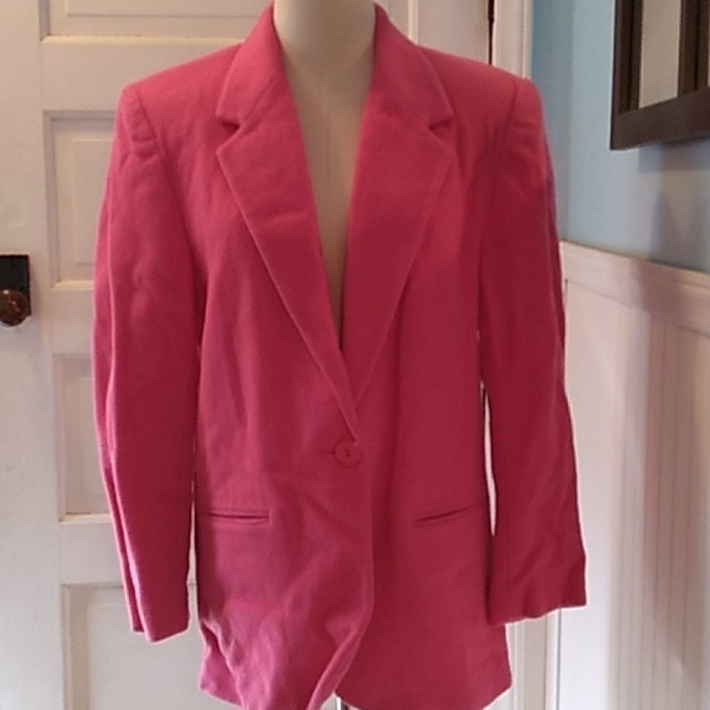 Vintage pink wool blend blazer jacket Cross Country Fashions 10